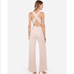 EXPRESS - CROSS BACK WIDE LEG JUMPSUIT - WHITE